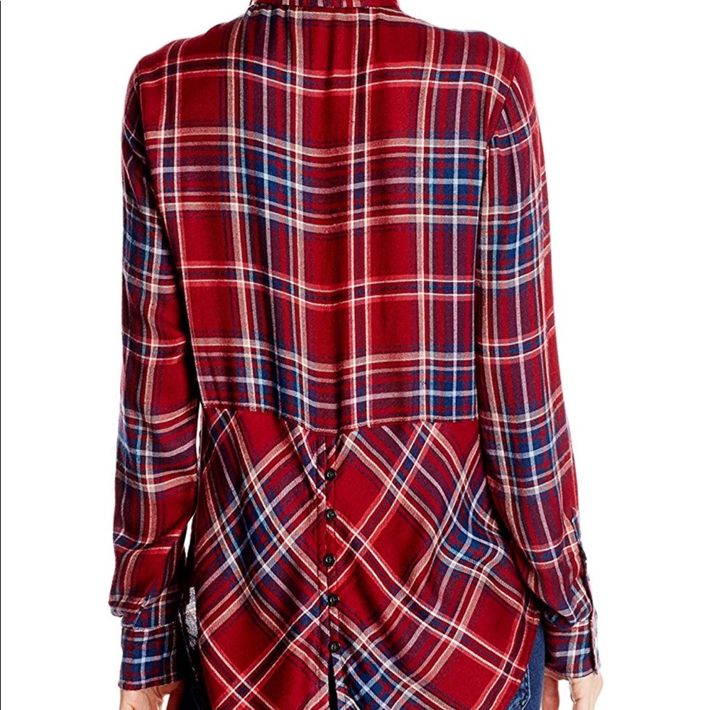 Women's Red Plaid Button-Up Shirt - Picture 2 of 10
